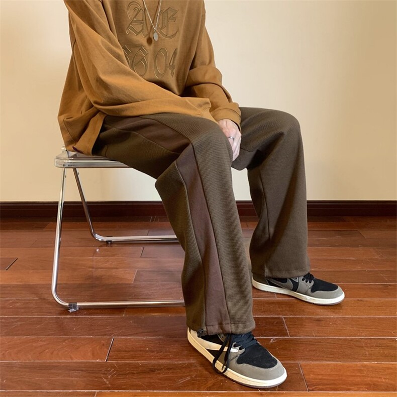 秋季新款华夫格拼接编织绳休闲裤XZ604-KP76-P55控68,男装休闲裤,星座604