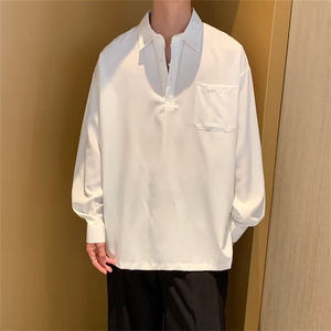 春夏季新款衬衫潮流慵懒男方领宽松型衬衫C656P36图片