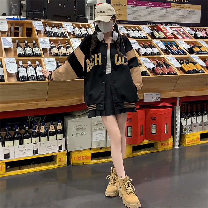 美式潮牌情侣设计感夹克宽松复古重工刺绣棒球服外套女男C390-85,男装夹克,星座911-2(原星座613-2）