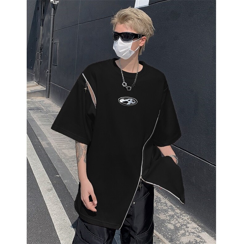 男装不规则解构拉链短袖T恤24夏季新款圆领上衣XZ514-2-20248-P58图片