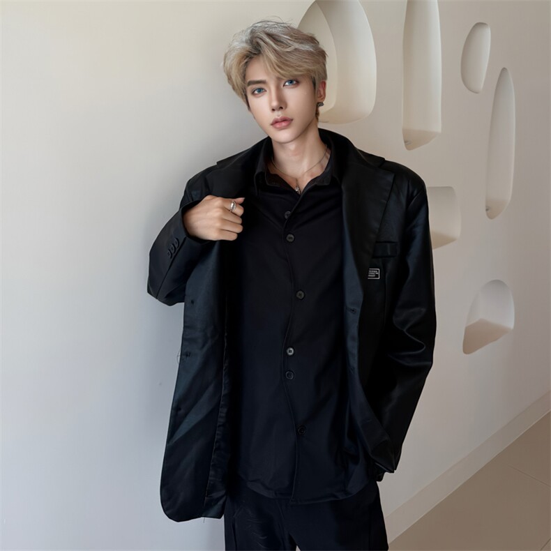 （自家图）满天星黑色珍珠链条西装外套小众垫肩西服6013-P110,男装西服,星座910-5