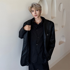 （自家图）满天星黑色珍珠链条西装外套小众垫肩西服6013-P110，男装西服，星座910-5