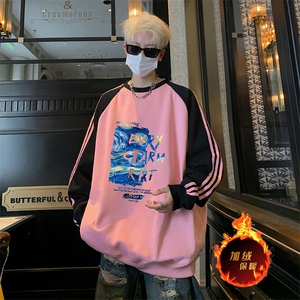 抖音得物供货 提供视频秋冬重磅美式宽松织带圆领卫衣07159图片