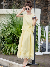 小香风气质蕾丝拼接套装裙女2025夏新款无袖背心上衣半身裙两件套，女装套装/套裙，韩蜜菓