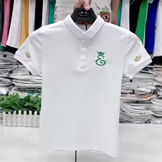 M587-P35痞帅皇冠刺绣POLO衫男短袖翻领网红t恤修身个性半袖，男装Polo衫，星座617A-1（原B318A）