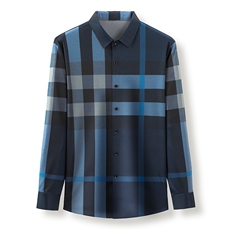 X8804钱塘2020-2秋季新款男士长袖无痕衬衫休闲格子薄款衬衣P72，男装衬衫，钱塘207-2