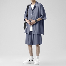 2024夏季新款冰丝套装男士潮流休闲短袖衬衫短裤TZ007-特批-58，男装牛仔裤，星座718-1