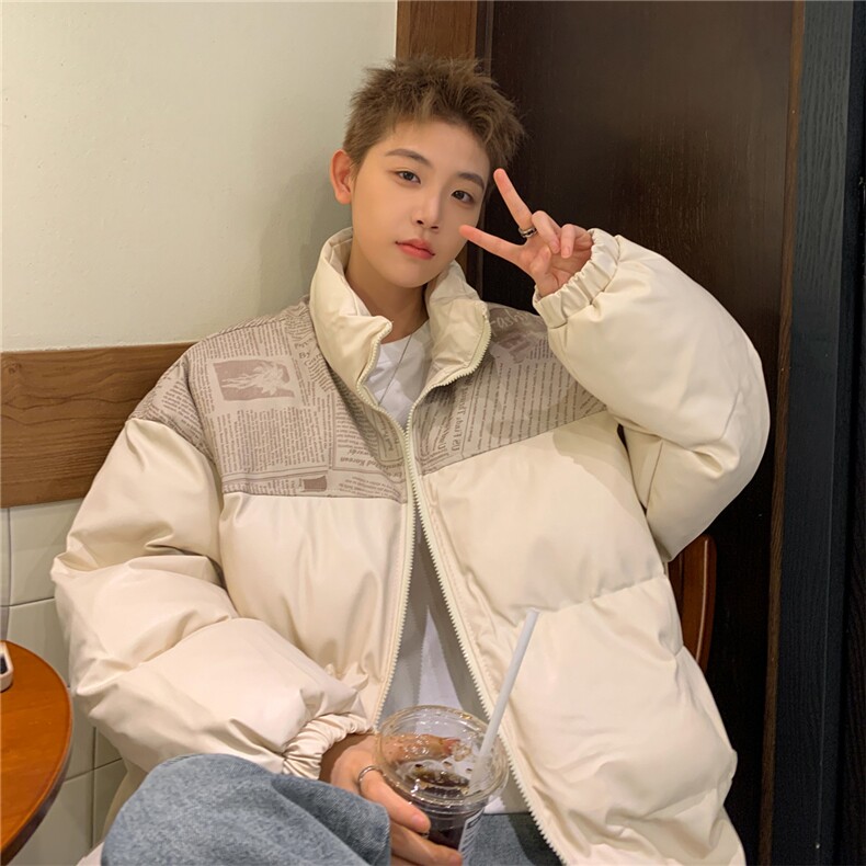 PU皮棉服冬季宽松港风棉衣立领冬装棉袄PM01-P115限158抖音控178,男装棉衣,电商B370