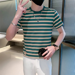 夏装青年圆领条纹痞帅体恤男休闲上衣男士T 301A-1/T38/P45图片