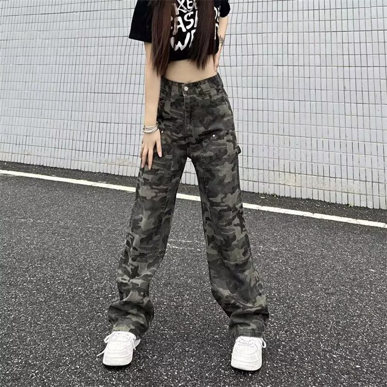 ins复古嘻哈高街迷彩牛仔裤工装休闲裤宽松直筒裤男女WLN9199-P48,男装牛仔裤,星座1008