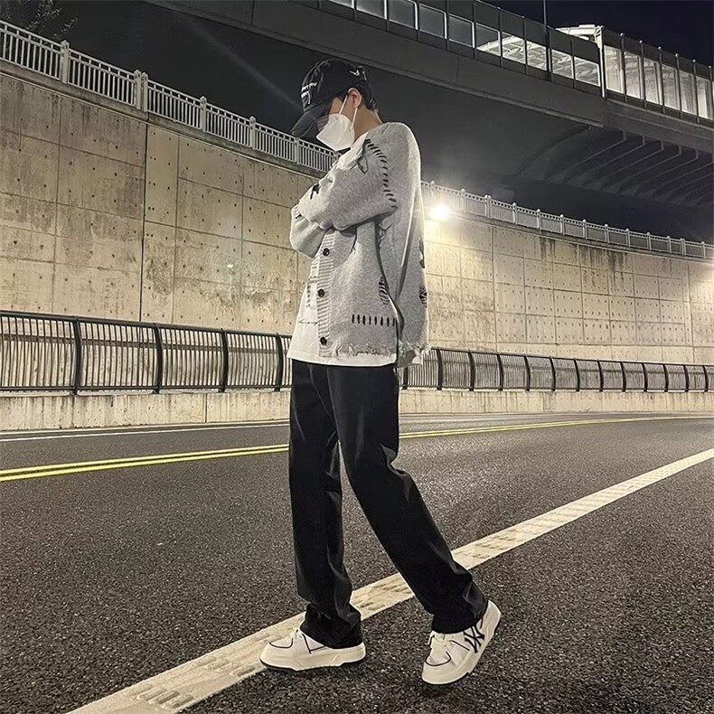 美式高街牛仔裤男韩版潮流痞帅气2024秋冬新款ins长裤RK1159-P45,男装牛仔裤,星座412-2