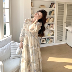 【现货】度假风卷边印花连衣裙#2507-P150-K218，女装连衣裙，2C111