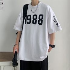 冰氧仿短袖港风白墙夏季休闲百搭刺绣纯色男上衣TC3147-P22控48，男装T恤，星座717