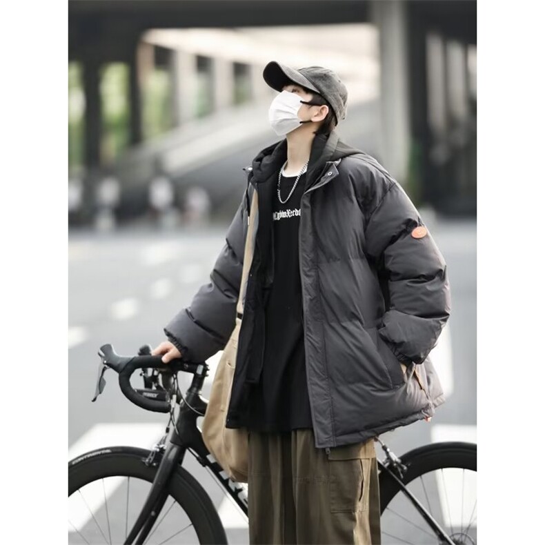 假两件港风棉衣男冬季ins潮牌宽松棉袄连帽百搭棉服LM05-P75,男装棉衣,星座1109-3