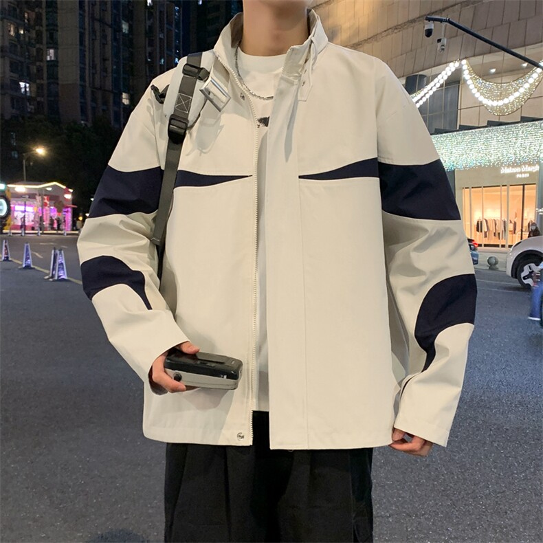复古撞色拼接立领冲锋衣外套男开衫外套夹克棒球服JK01575-P73,男装夹克,星座308B-2