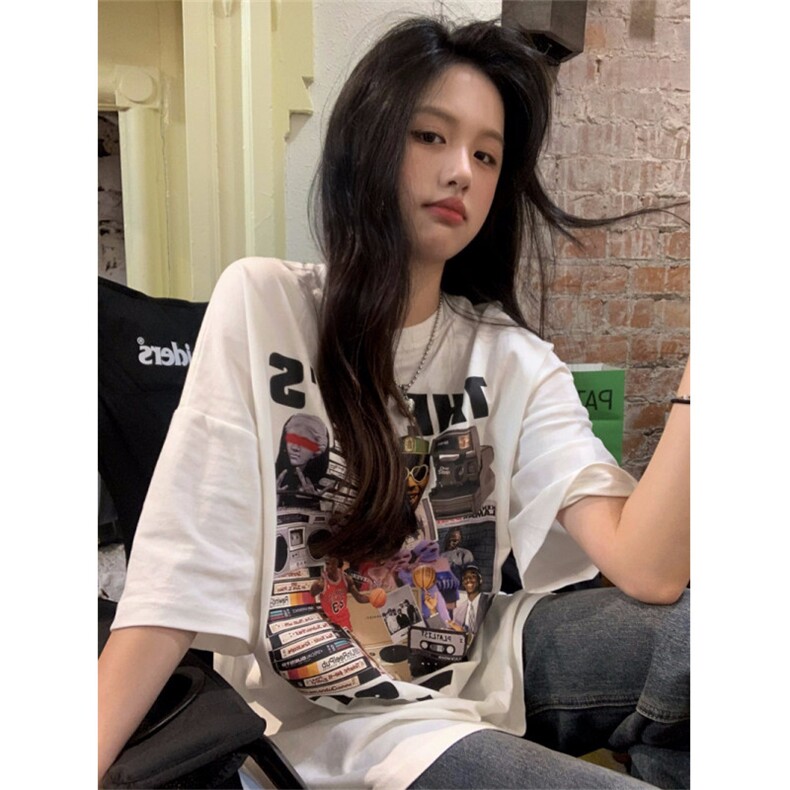 T0757-P25潮牌情侣T美式复古人像印花纯棉短袖男女款上衣,男装T恤,星座617A-2