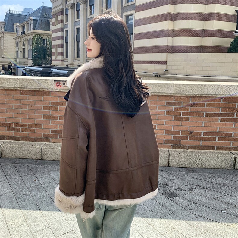 两面穿皮毛一体皮衣派克服外套女冬季2025新款小个子加绒加厚棉服,女装短外套,2B183