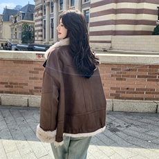 两面穿皮毛一体皮衣派克服外套女冬季2025新款小个子加绒加厚棉服，女装短外套，2B183