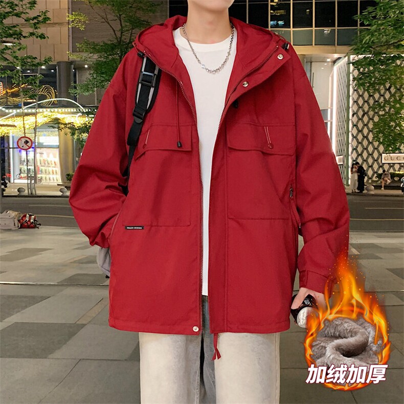 冲锋衣男外套加绒加厚工装夹克男宽松上衣服JK0233-P78加绒P88,男装夹克,星座308B-2