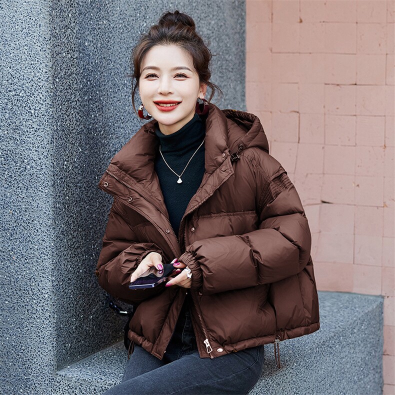 （bao款）90白鸭绒2025新款韩版时尚连帽短款羽绒服外套女,女装羽绒服,沁沁公主