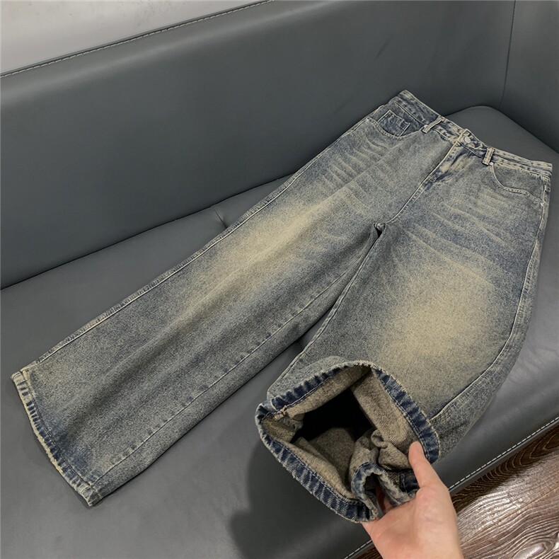 xz905-Z084#P65美式高街宽松阔腿牛仔裤,男装牛仔裤,星座905
