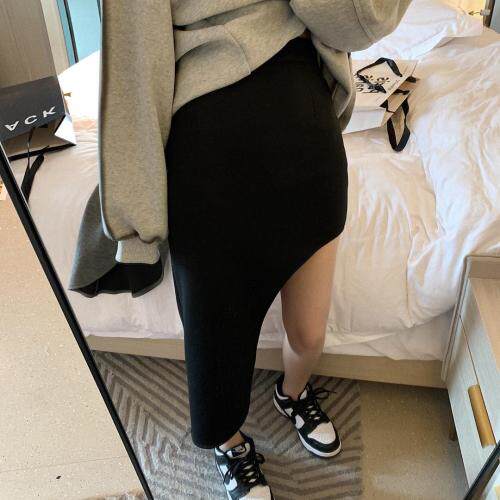 斜边不规则半裙，女装半身裙，XTZ style