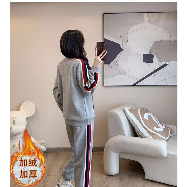 现货运动服套装女冬2025新款时尚洋气加绒加厚卫衣长裤两件套,男装休闲套装,星座1210-1