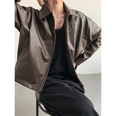 痞帅Pu皮衣小众双拉链垫肩皮夹克男机车服秋冬高街外套PW643，男装皮衣，星座1116A（原606A-3）
