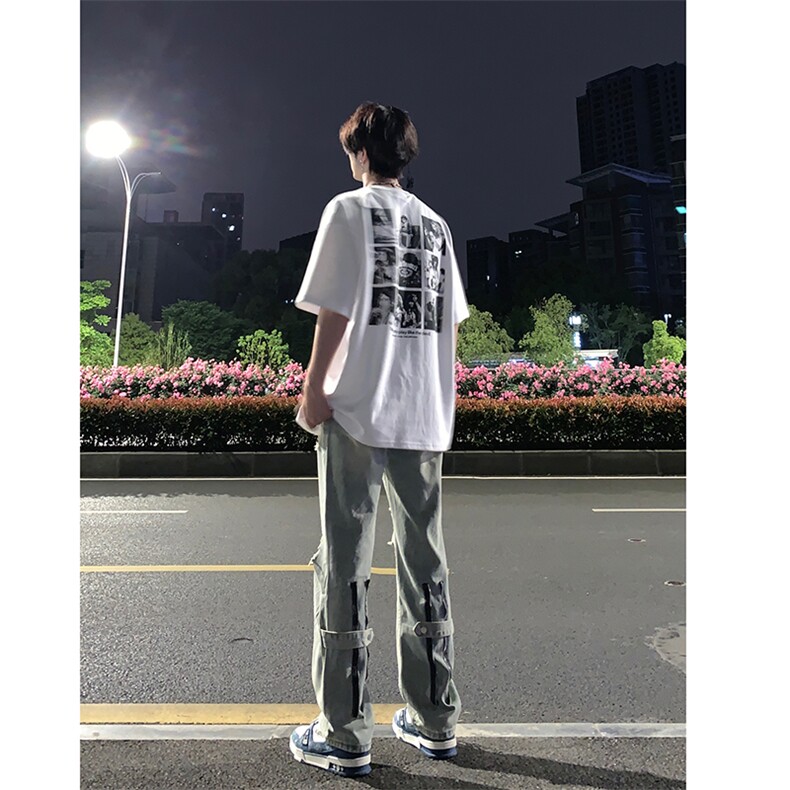 B221美式ins高街暗黑系小众拉链直筒牛仔裤LK23073-P65控88,男装牛仔裤,电商B221