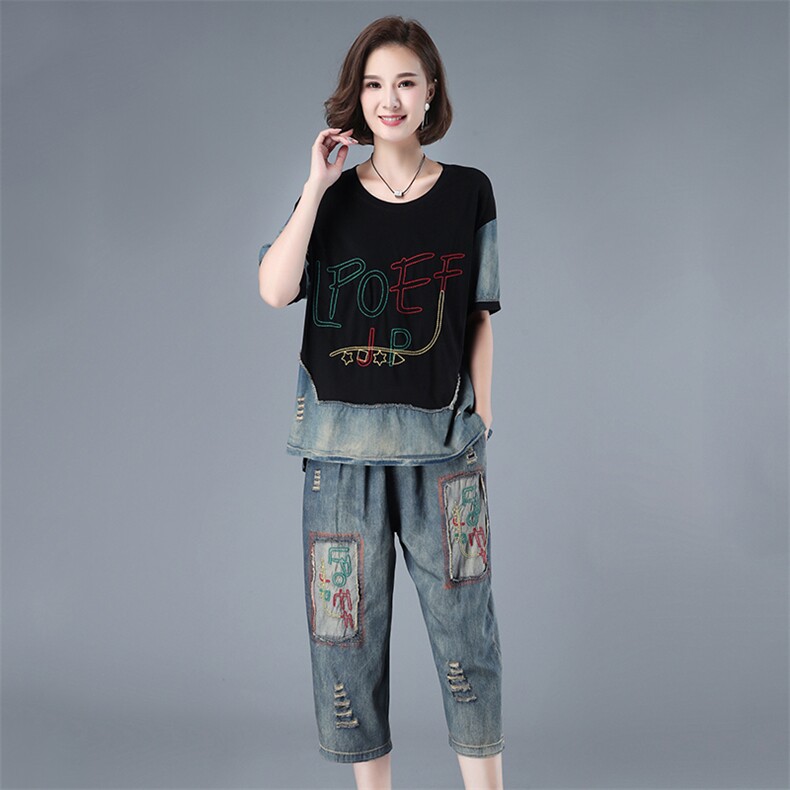 个性时尚潮流套装/套裙短袖2021年夏季休闲圆领气质,女装套装/套裙,叶笙衣