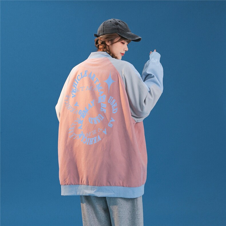 中性风2023秋季新款ins潮牌字母印花棒球服夹克G412p65控88,男装夹克,A247A