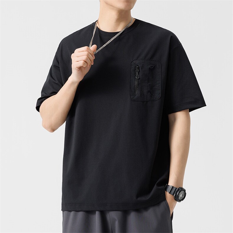 T837夏季新款男士圆领短袖速干T恤P38无影白墙黑色，男装T恤，星座1615-1