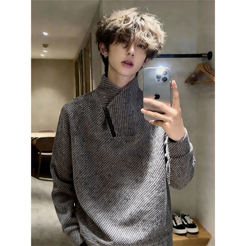 (有原版亮片)条纹交叉V领卫衣XZ514-2-HWY70-常规P25加绒P30，男装卫衣，星座514-2(原B239)