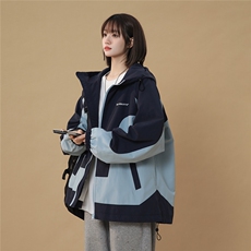 现货中性春季宽松拼接夹克潮休闲连帽冲锋衣XZ811A-JK3014-P88，男装夹克，星座811A