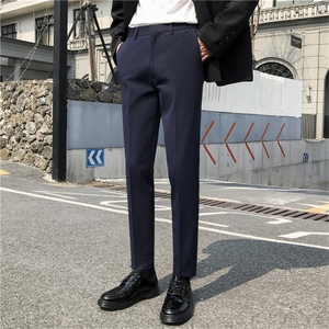 裤子男韩版潮流秋冬季新款九分小西裤男士修身垂感西装裤休闲长裤图片