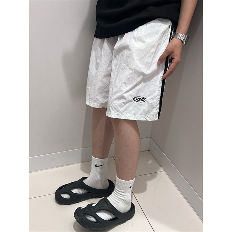 2024年新款港风日系复古刺绣速干条纹阔腿休闲裤短裤男DK818-P33,男装牛仔裤,星座313A(原308A-2)