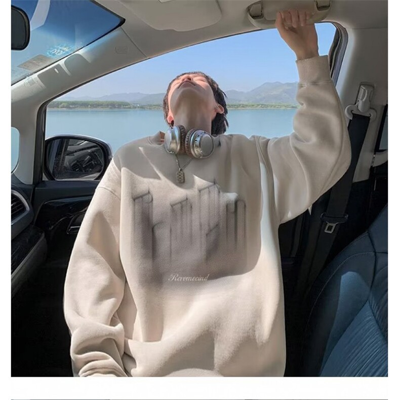 350g潮牌圆领宽松情侣长袖打底衫上衣服束口T恤卫衣Y59-P38网图,男装T恤,电商B245