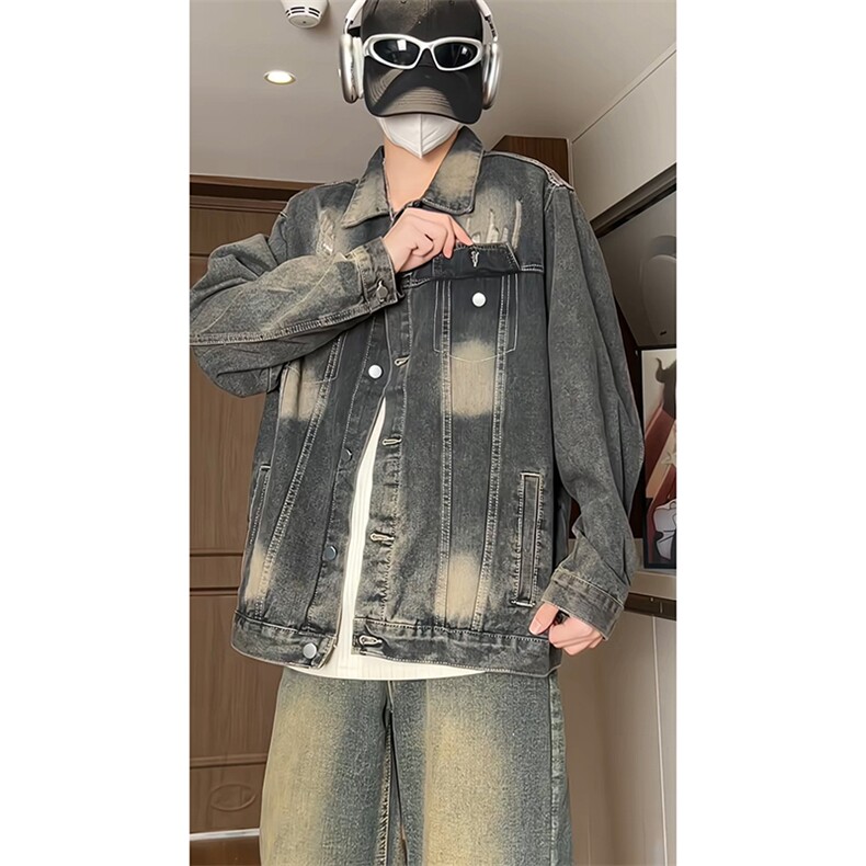 牛仔夹克外套男生美式复古色牛仔衣A13-P85,男装工装外套,电商D312-1