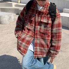 A257-P60小香风美式情侣痞帅夹克外套男春秋季日系格子上衣服，男装夹克，星座512-6