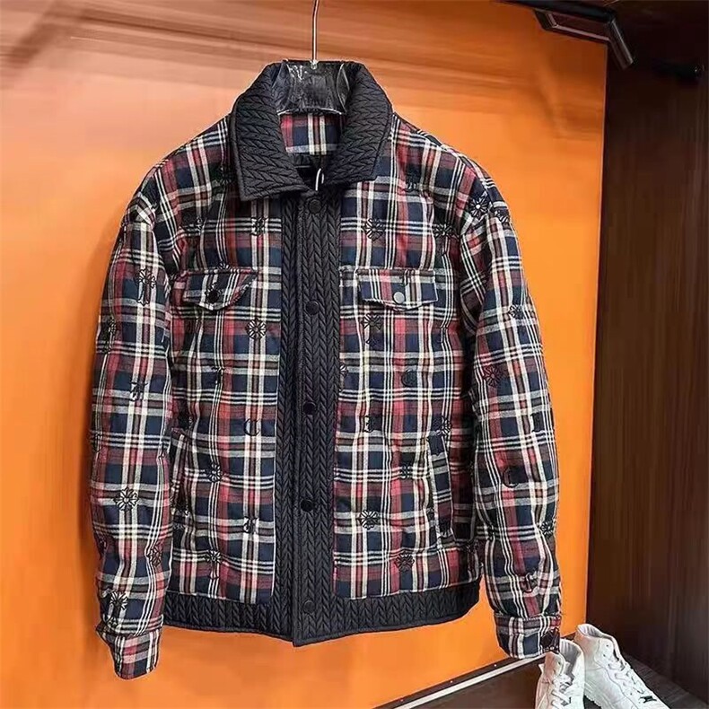 (网图)50白鸭绒轻奢格纹时尚复古百搭棉服313B-KL02羽绒-P180,男装棉衣,星座313B