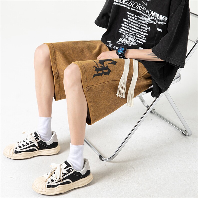 2023夏季高级感320克重磅发泡短裤ins潮牌五分裤XD22911-P45图片
