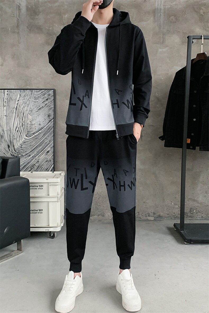 延续现货款青少年潮牌休闲潮流宽松运动开衫套装TZ413-P58,男装休闲套装,星座301B-1