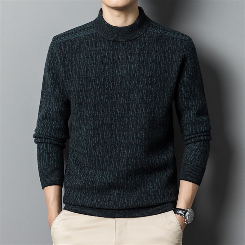 秋季男士新款针织毛衣圆领中青年绵羊毛休闲加厚时尚T恤男装，男装针织衫/毛衣，钱塘6003（原4033）