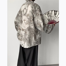 日系港风小众扎染雅痞风长袖衬衫男设计感宽松炸街上衣CY726-P35，男装衬衫，星座412-3