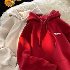 2025秋冬新款字母卫衣连帽大码纯色情侣装AQ88-P55加绒P65，男装卫衣，星座405-3