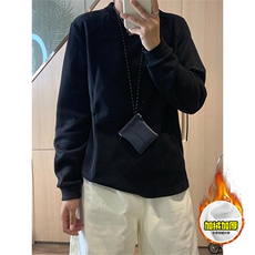 抖音得物高品质美式高街重磅曼巴棉cleanfit螺纹拼接卫衣长袖T恤，男装T恤，电商A486
