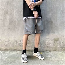 高街短裤男韩版潮流ins机能风假两件五分裤潮牌抽绳直筒DK633-p25，男装休闲裤，星座1008
