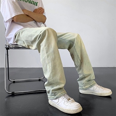C2060-TP45控68-高街长裤2024夏季黄泥染牛仔裤男复古vibe休闲裤，男装休闲裤，电商A102-1