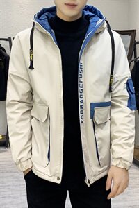 秋冬新款棉服男加绒加厚夹克风衣保暖外套工装棉衣米白860加绒图片