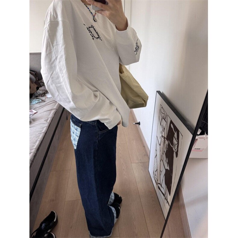 CP1206-P40刺绣重磅长袖T恤男女潮牌春秋季内搭卫衣美式打底上衣,男装T恤,电商B323A